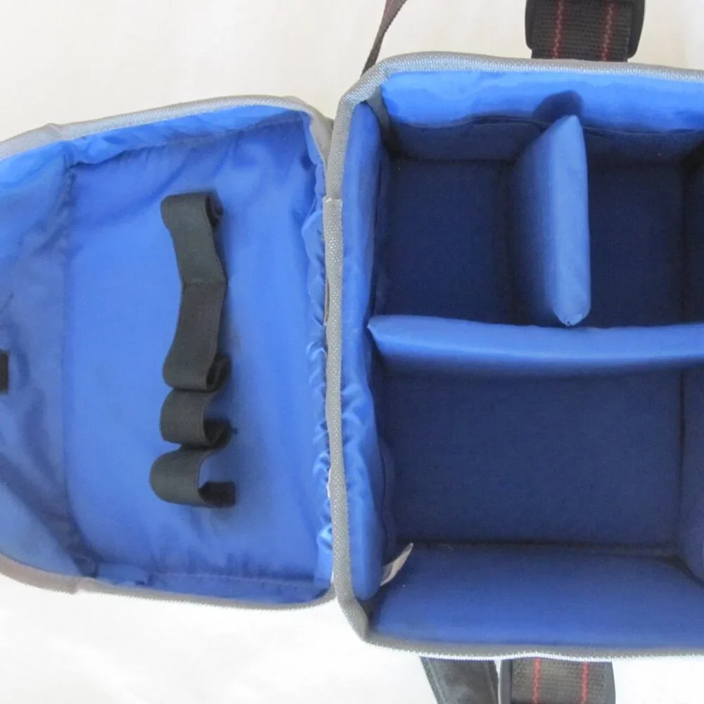 vintage Le Mans Padded Camera Shoulder Bag- Model: LE-2010A, Gray/Blue